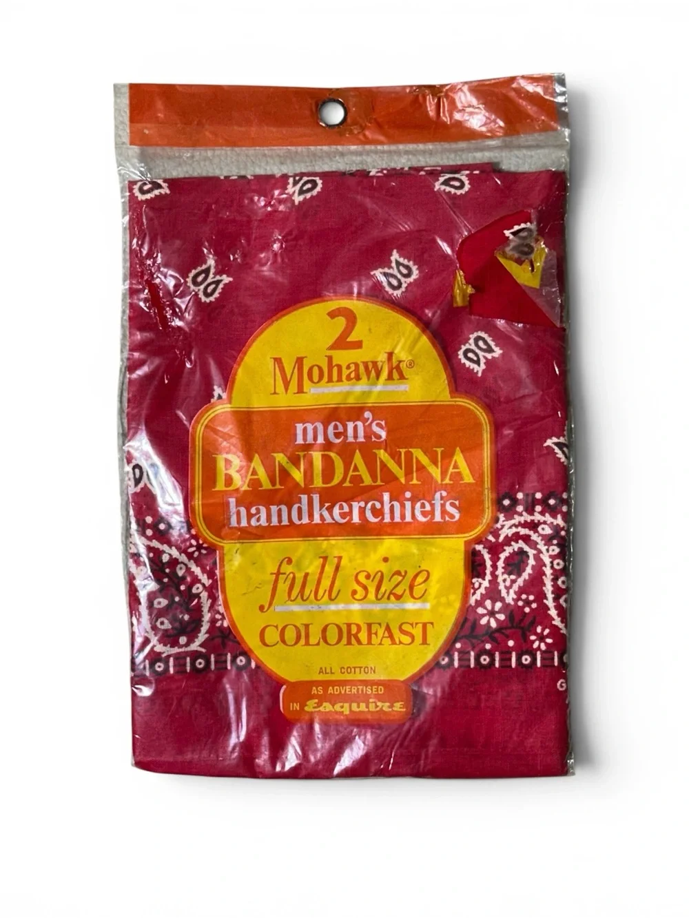 Mohawk 1950’s Men's Red Bandanna Handkerchief new in bag - Set of 2 unisex